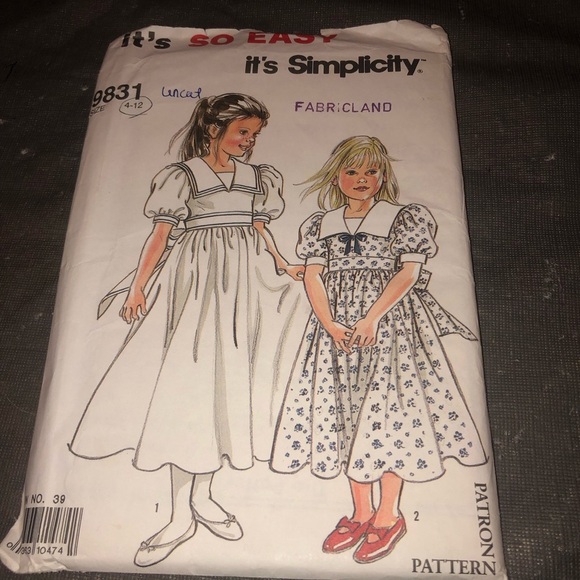 Vintage 1991 simplicity 9831 -4-12dress with full skirt/sailor collar. Sewing - Picture 1 of 6